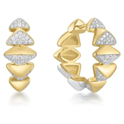 ANIA HAIE TWO-TONE SPARKLING BOLD PUFFY HOOP EARRINGS E067-12T