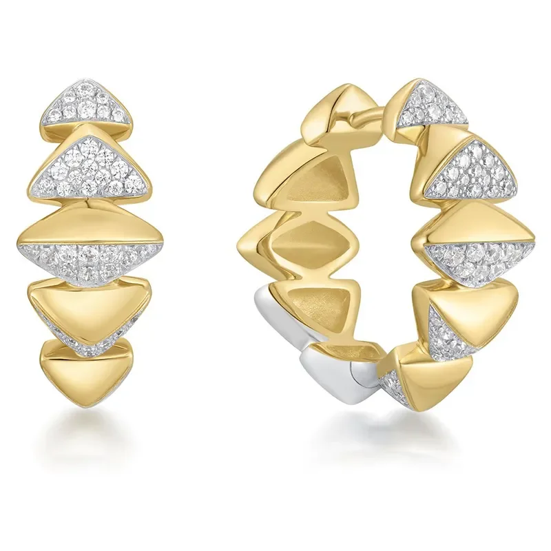 ANIA HAIE TWO-TONE SPARKLING BOLD PUFFY HOOP EARRINGS E067-12T