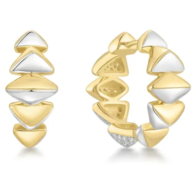 ANIA HAIE TWO-TONE SPARKLING BOLD PUFFY HOOP EARRINGS E067-12T