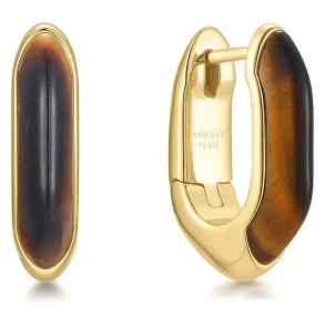ANIA HAIE GOLD TIGER EYE HOOP EARRINGS E068-01G-TE