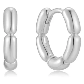 ANIA HAIE SILVER SEGMENTED PUFFY HOOP EARRINGS E069-02H
