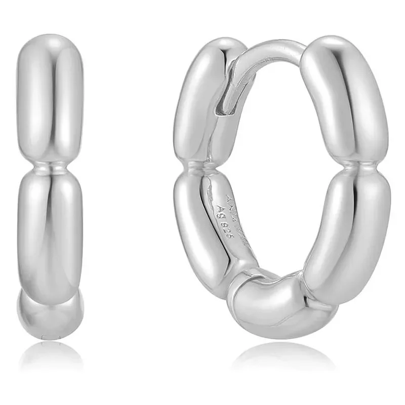 ANIA HAIE SILVER SEGMENTED PUFFY HOOP EARRINGS E069-02H