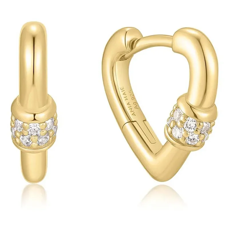 ANIA HAIE GOLD MINI HEART CLASP HOOP EARRINGS E069-04G