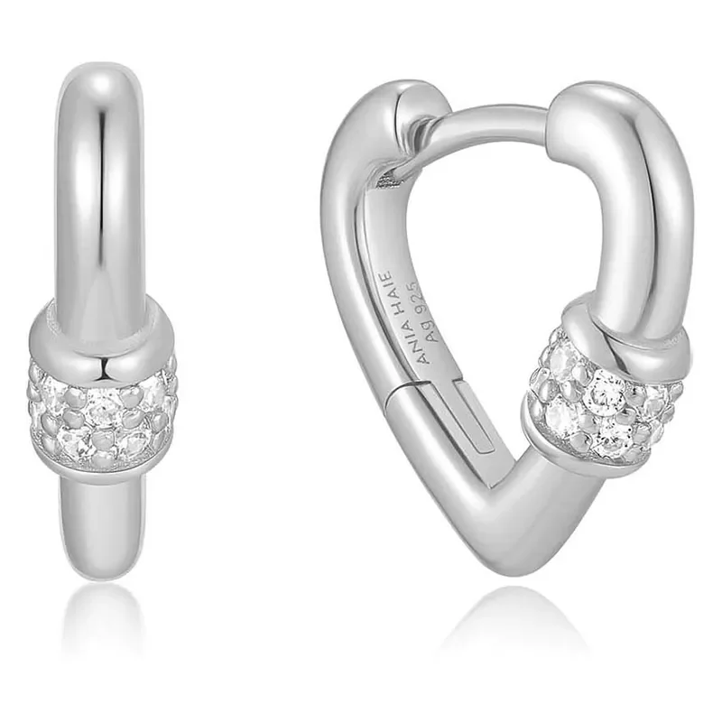ANIA HAIE SILVER MINI HEART CLASP HOOP EARRINGS E069-04H