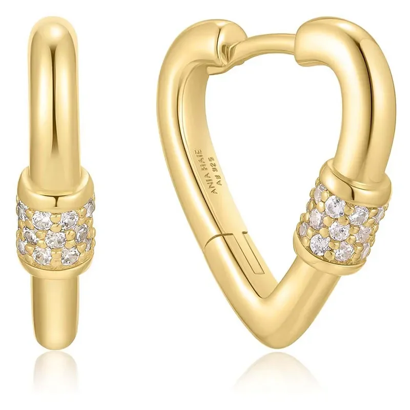 ANIA HAIE GOLD HEART CLASP HOOP EARRINGS E069-05G