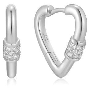 ANIA HAIE SILVER HEART CLASP HOOP EARRINGS E069-05H