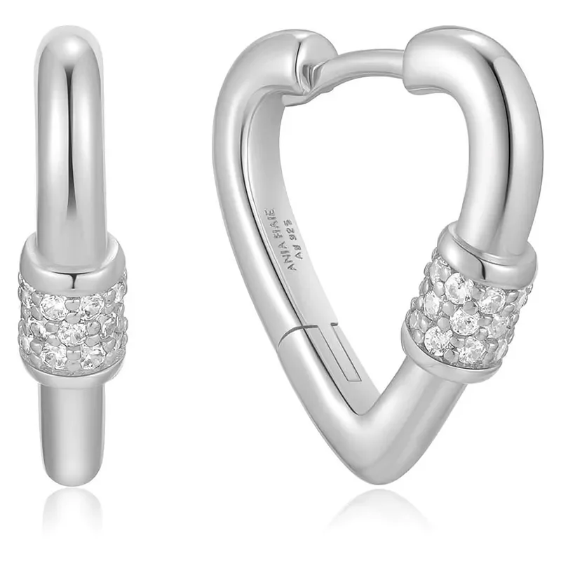 ANIA HAIE SILVER HEART CLASP HOOP EARRINGS E069-05H