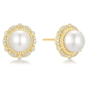 ANIA HAIE GOLD SHELL PEARL BLOOM STUD EARRINGS E069-06G