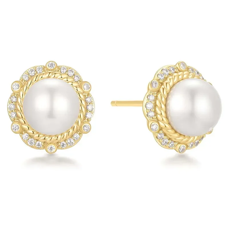 ANIA HAIE GOLD SHELL PEARL BLOOM STUD EARRINGS E069-06G