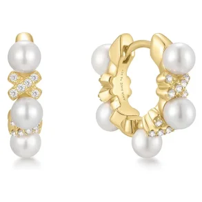 ANIA HAIE GOLD SPARKLING BRAIDED SHELL PEARL EARRINGS E069-07G