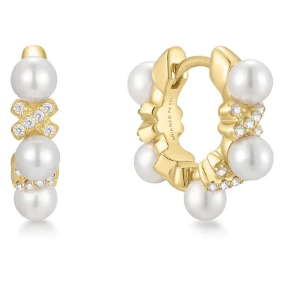 ANIA HAIE GOLD SPARKLING BRAIDED SHELL PEARL EARRINGS E069-07G