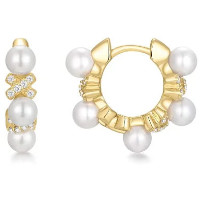 ANIA HAIE GOLD SPARKLING BRAIDED SHELL PEARL EARRINGS E069-07G