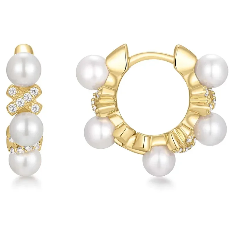 ANIA HAIE GOLD SPARKLING BRAIDED SHELL PEARL EARRINGS E069-07G