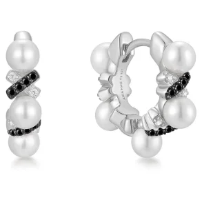 ANIA HAIE SILVER SPARKLING BRAIDED SHELL PEARL EARRINGS E069-07T