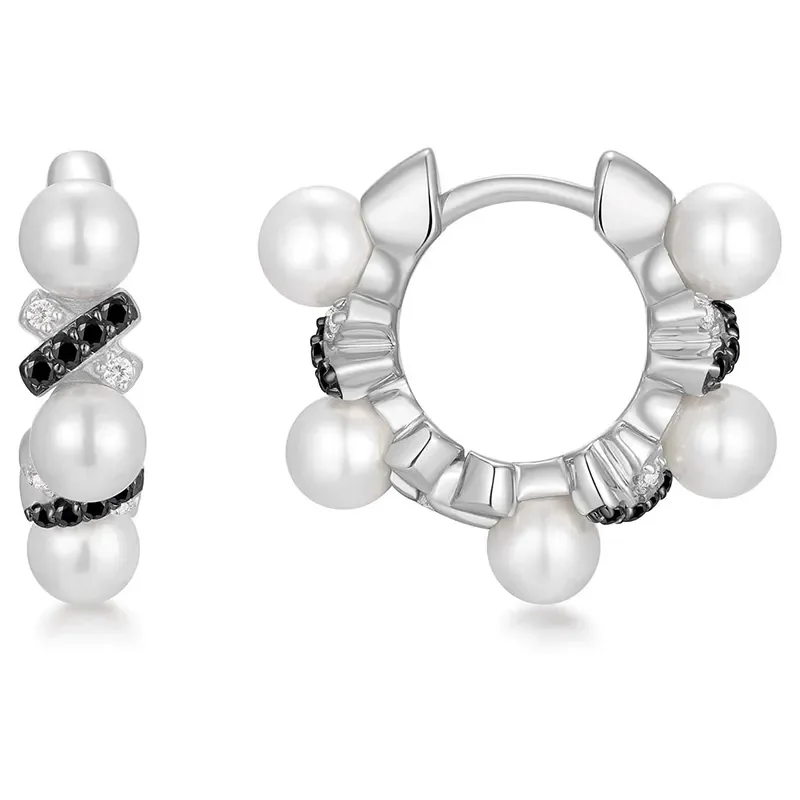 ANIA HAIE SILVER SPARKLING BRAIDED SHELL PEARL EARRINGS E069-07T