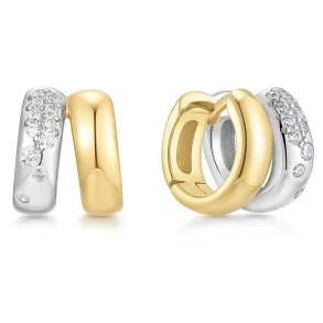 ANIA HAIE TWO-TONE SPARKLING DUET HOOP EARRINGS E069-08T