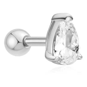 ANIA HAIE SILVER PEAR BARBELL SINGLE EARRING E070-01H