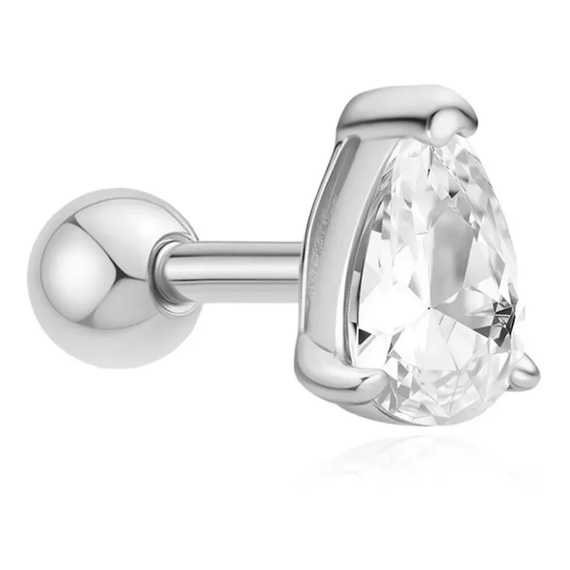 ANIA HAIE SILVER PEAR BARBELL SINGLE EARRING E070-01H