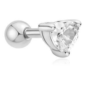 ANIA HAIE SILVER HEART BARBELL SINGLE EARRING E070-02H