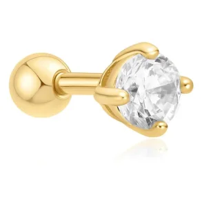 ANIA HAIE GOLD SPARKLE ROUND BARBELL SINGLE EARRING E070-03G