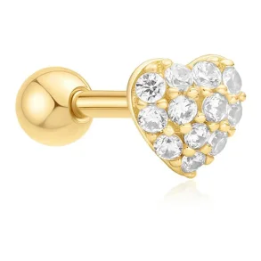 ANIA HAIE GOLD PAVE HEART BARBELL SINGLE EARRING E070-04G