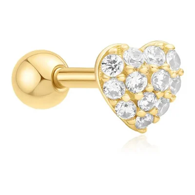 ANIA HAIE GOLD PAVE HEART BARBELL SINGLE EARRING E070-04G