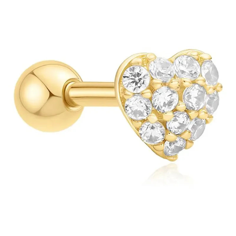 ANIA HAIE GOLD PAVE HEART BARBELL SINGLE EARRING E070-04G