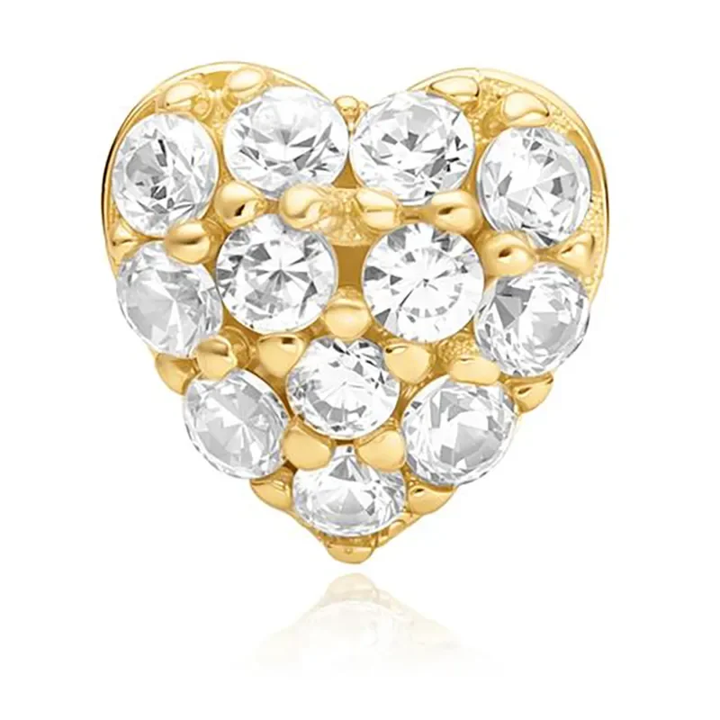 ANIA HAIE GOLD PAVE HEART BARBELL SINGLE EARRING E070-04G