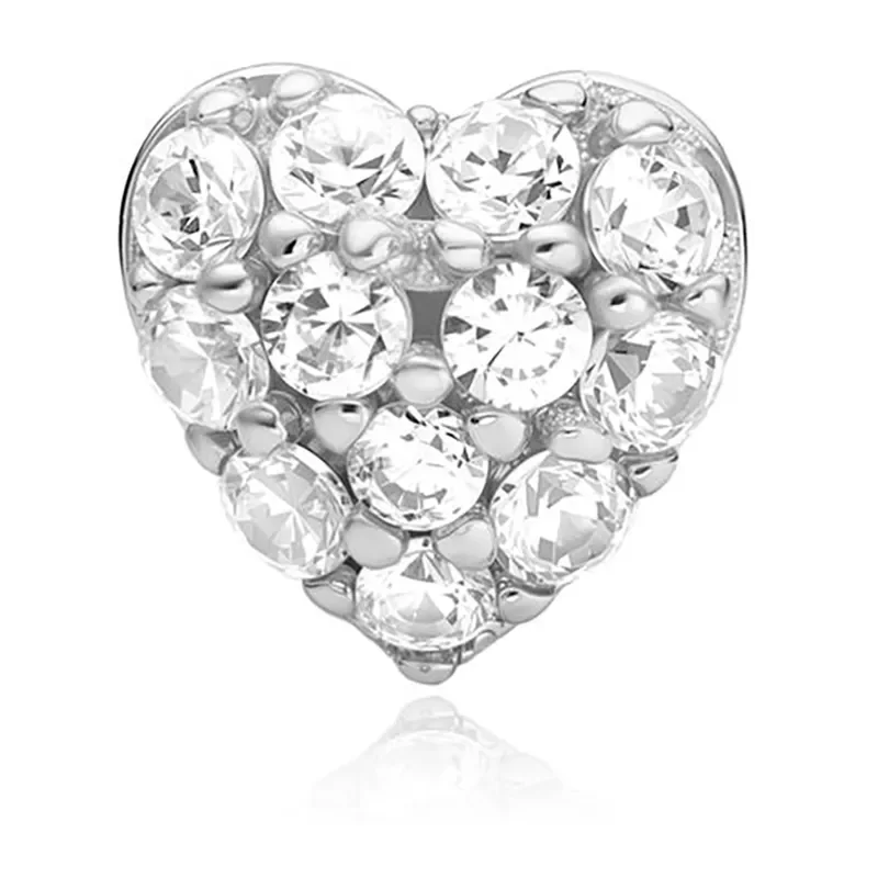 ANIA HAIE SILVER PAVE HEART BARBELL SINGLE EARRING E070-04H