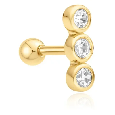ANIA HAIE GOLD TRIPLE STONE BEZEL BARBELL SINGLE EARRING E070-05G