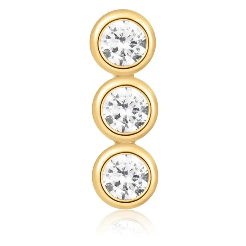 ANIA HAIE GOLD TRIPLE STONE BEZEL BARBELL SINGLE EARRING E070-05G