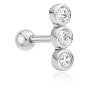 ANIA HAIE SILVER TRIPLE STONE BEZEL BARBELL SINGLE EARRING E070-05H