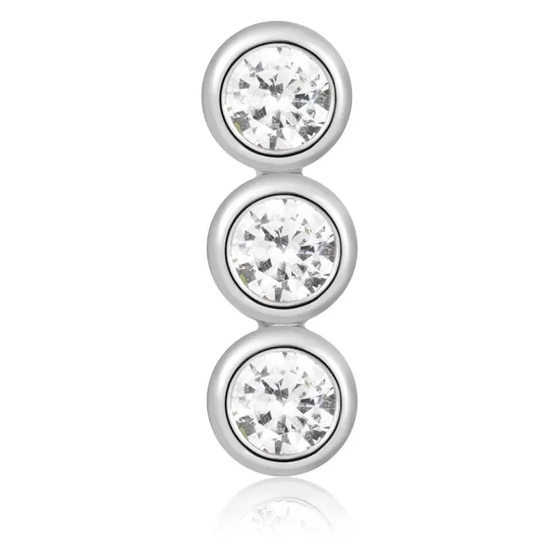 ANIA HAIE SILVER TRIPLE STONE BEZEL BARBELL SINGLE EARRING E070-05H