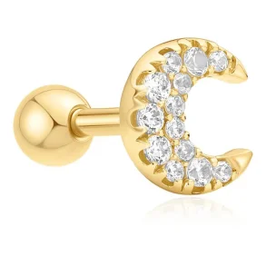 ANIA HAIE GOLD PAVE CRESCENT MOON BARBELL SINGLE EARRING E070-07G