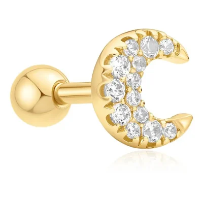 ANIA HAIE GOLD PAVE CRESCENT MOON BARBELL SINGLE EARRING E070-07G