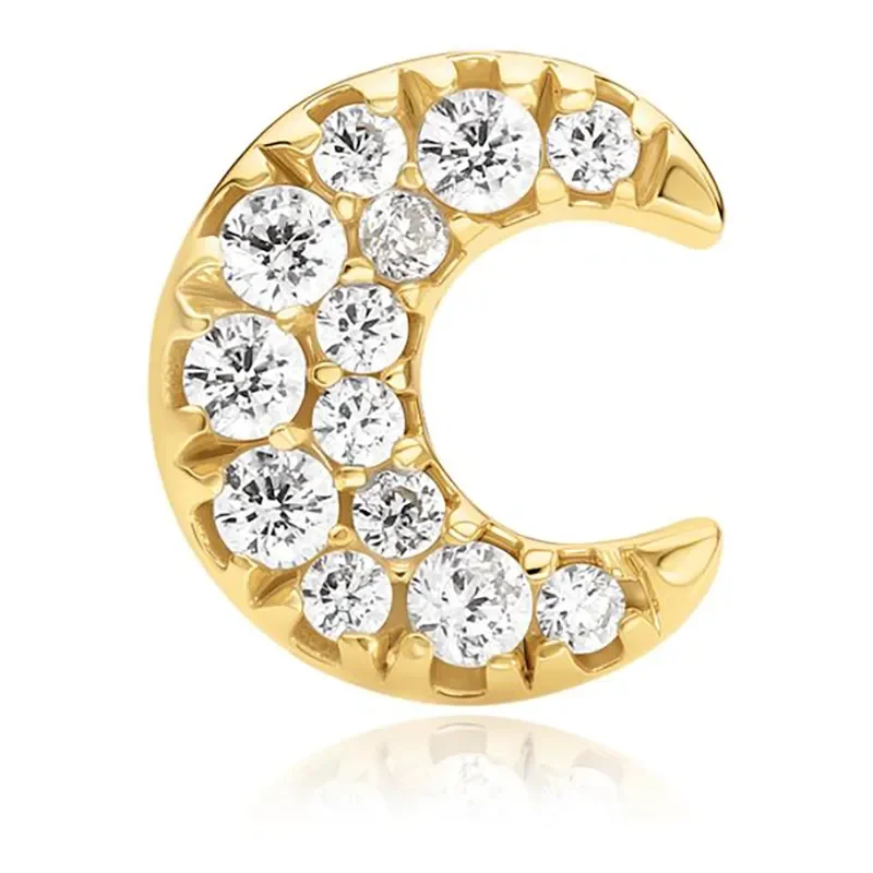 ANIA HAIE GOLD PAVE CRESCENT MOON BARBELL SINGLE EARRING E070-07G