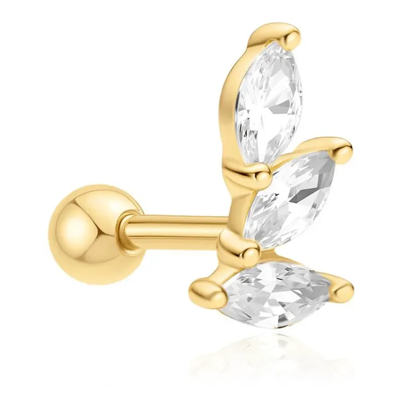 ANIA HAIE GOLD TRIPLE MARQUISE BARBELL SINGLE EARRING E070-08G