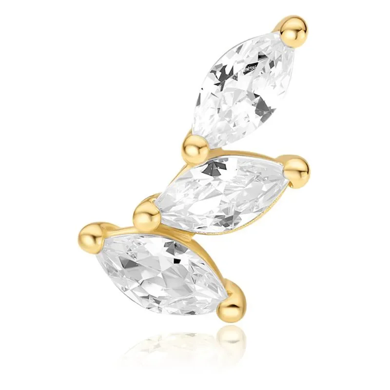 ANIA HAIE GOLD TRIPLE MARQUISE BARBELL SINGLE EARRING E070-08G