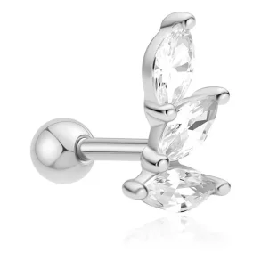 ANIA HAIE SILVER TRIPLE MARQUISE BARBELL SINGLE EARRING E070-08H