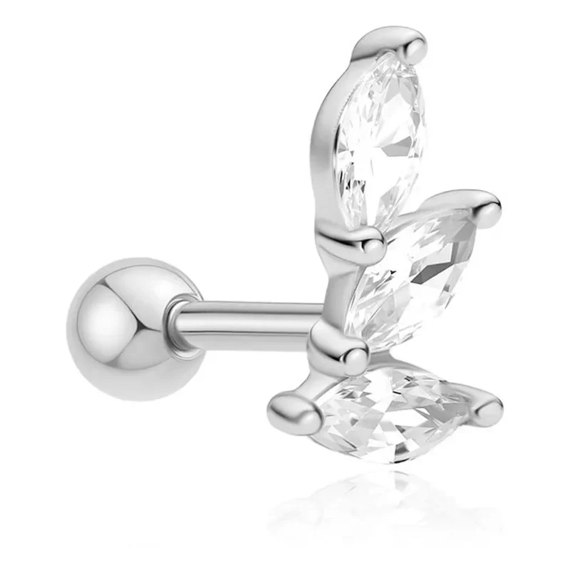 ANIA HAIE SILVER TRIPLE MARQUISE BARBELL SINGLE EARRING E070-08H