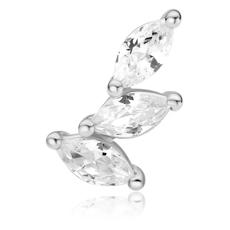 ANIA HAIE SILVER TRIPLE MARQUISE BARBELL SINGLE EARRING E070-08H