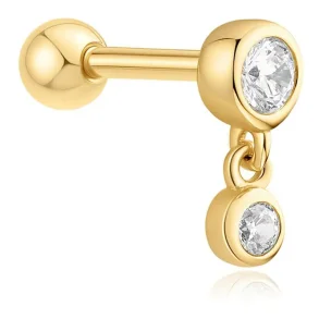 ANIA HAIE GOLD BEZEL DANGLE BARBELL SINGLE EARRING E070-09G