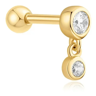 ANIA HAIE GOLD BEZEL DANGLE BARBELL SINGLE EARRING E070-09G
