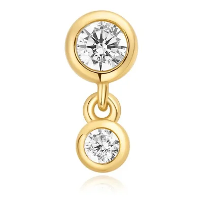 ANIA HAIE GOLD BEZEL DANGLE BARBELL SINGLE EARRING E070-09G