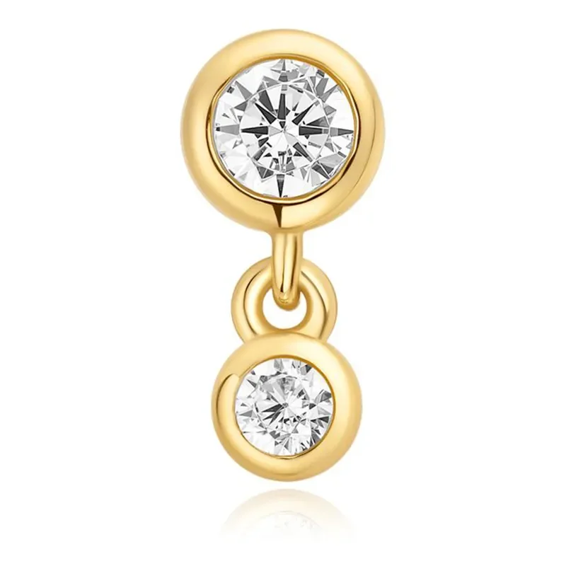 ANIA HAIE GOLD BEZEL DANGLE BARBELL SINGLE EARRING E070-09G