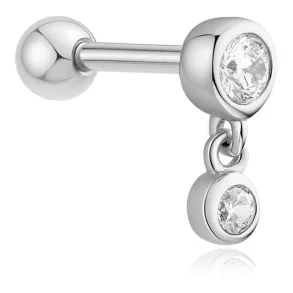 ANIA HAIE SILVER BEZEL DANGLE BARBELL SINGLE EARRING E070-09H