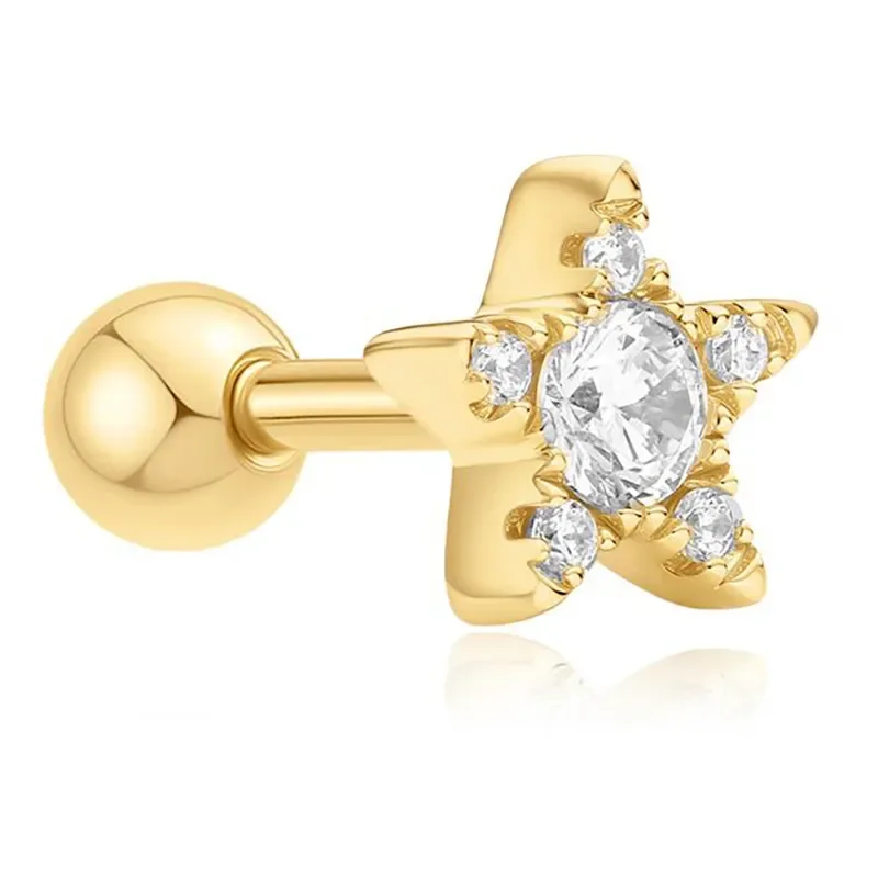 ANIA HAIE GOLD FIVE-POINT STAR BARBELL SINGLE EARRING E070-11G