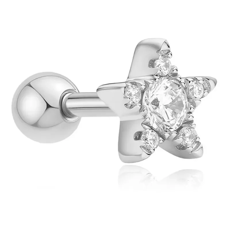 ANIA HAIE SILVER FIVE-POINT STAR BARBELL SINGLE EARRING E070-11H