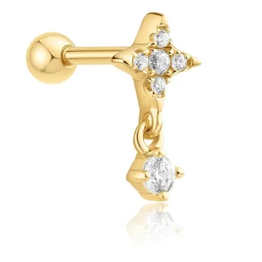 ANIA HAIE GOLD STAR DANGLE BARBELL SINGLE EARRING E070-12G