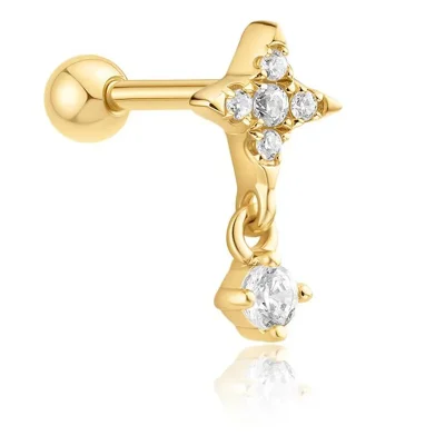 ANIA HAIE GOLD STAR DANGLE BARBELL SINGLE EARRING E070-12G